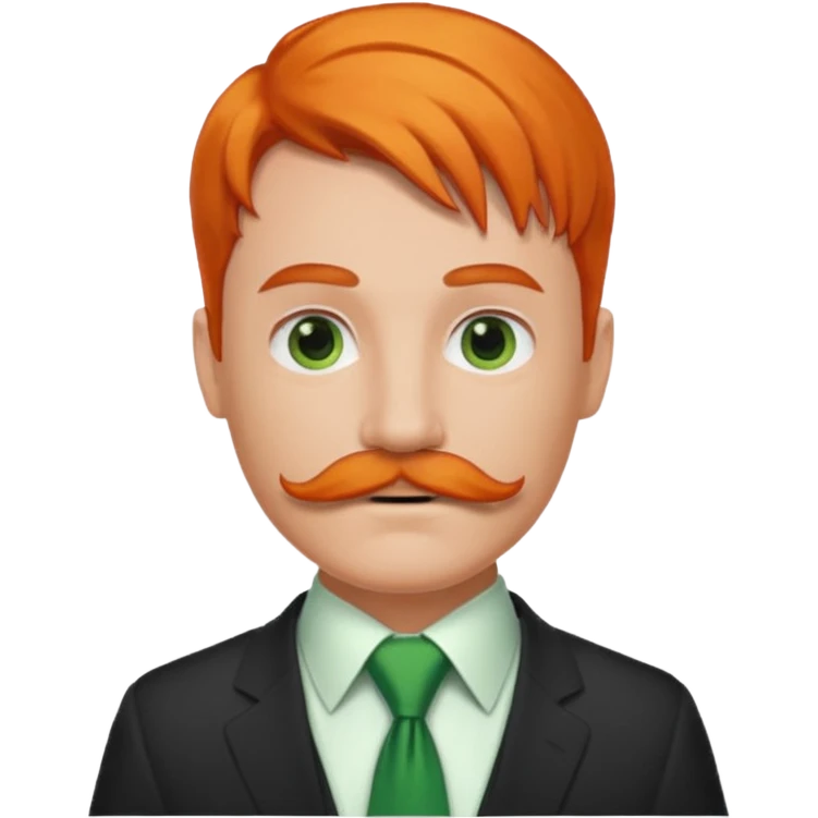 orange hair man with mustache & green tie emoji
