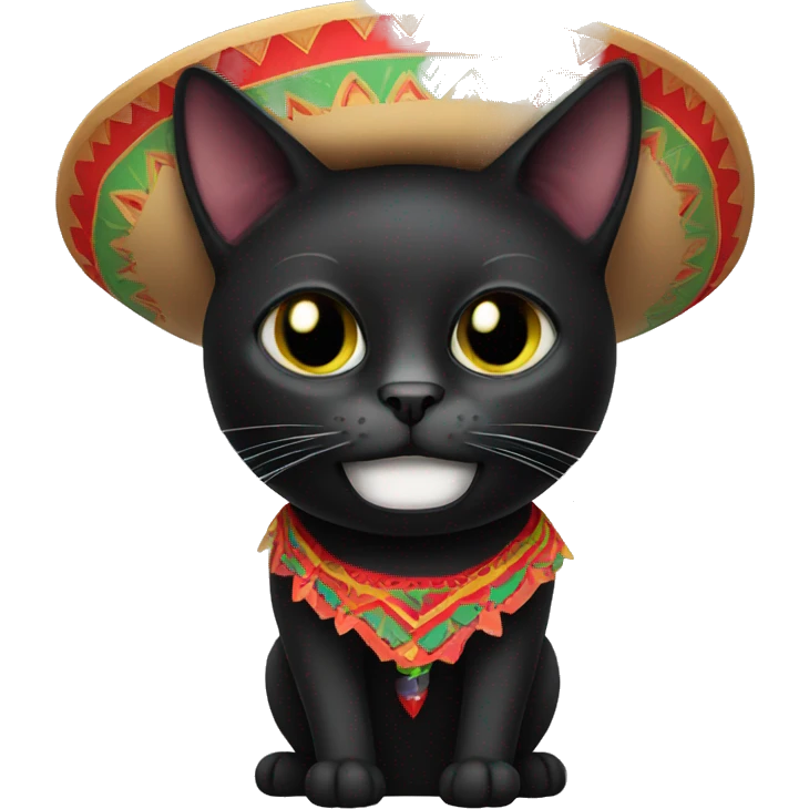 Black cat with Mexican hat on emoji