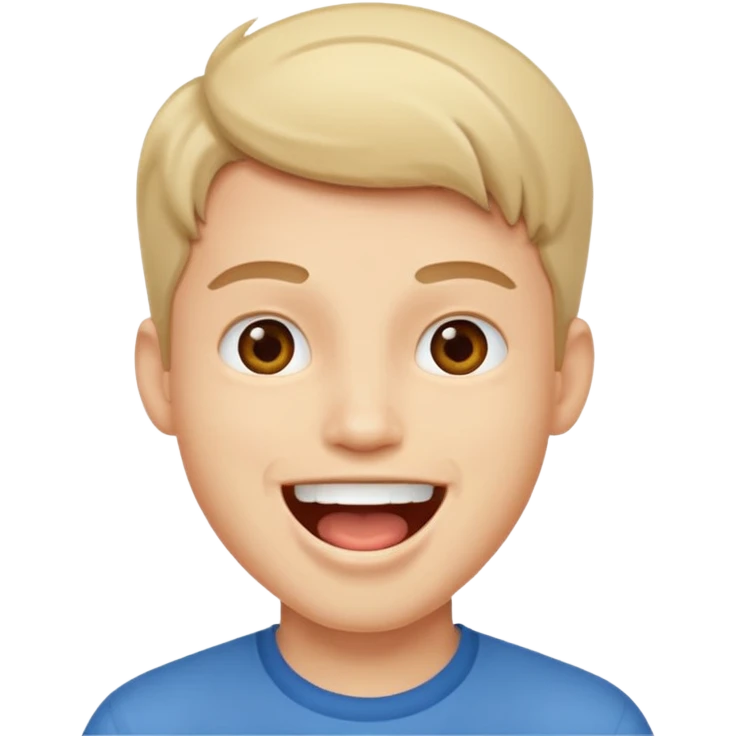 cheek swab for happy young man with open mouth emoji
