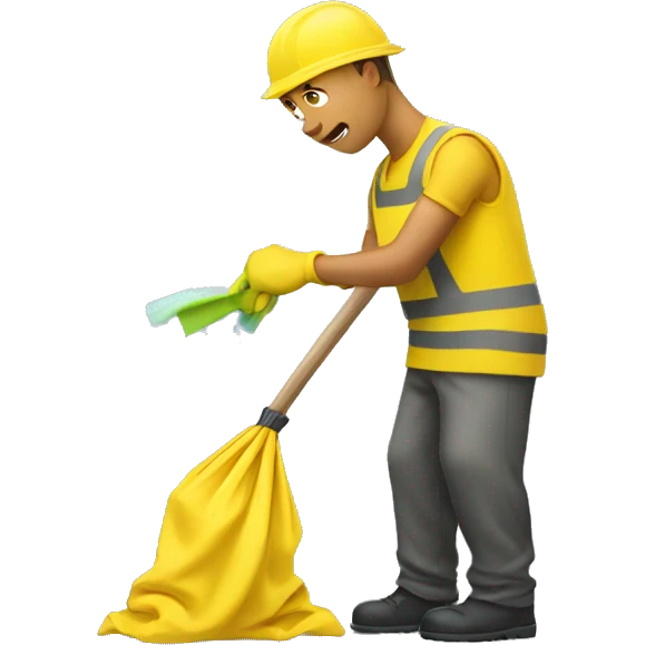 YELLOW Man cleaning garbage  emoji