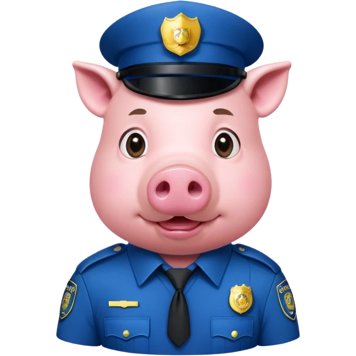 a pig, upright, in a police officer uniform, drooling, eyes looking to the bottom left emoji