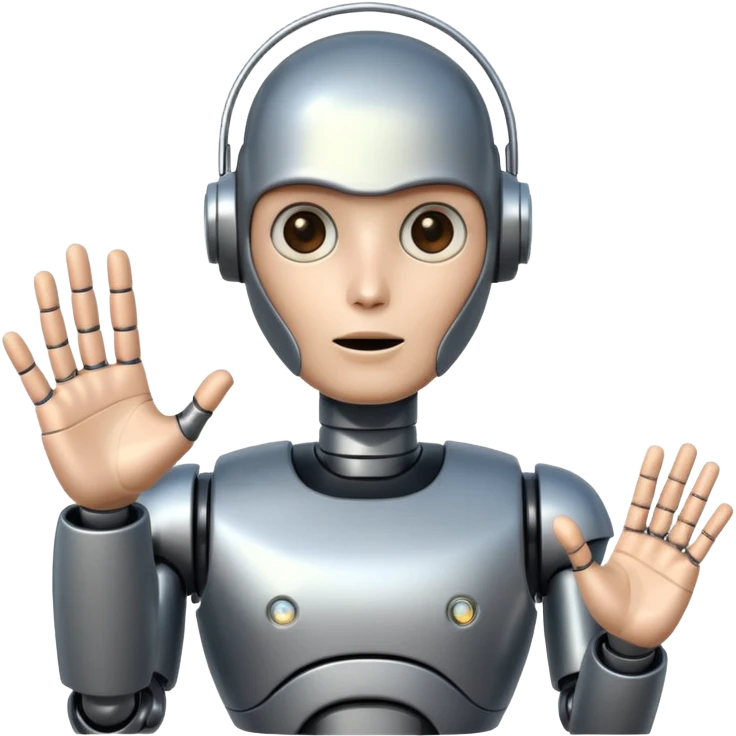 robot asking with hand emoji