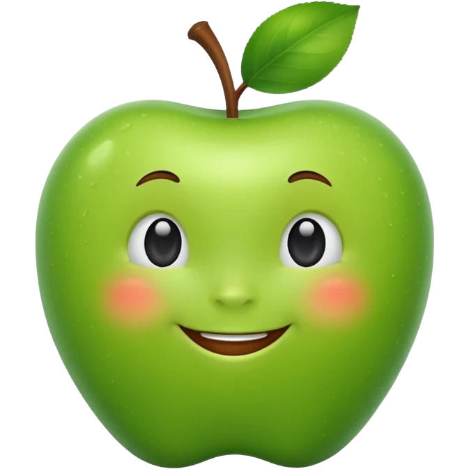 cute green apple smilling emoji