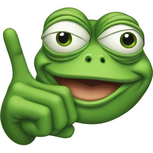 Pepe the frog points his hand emoji