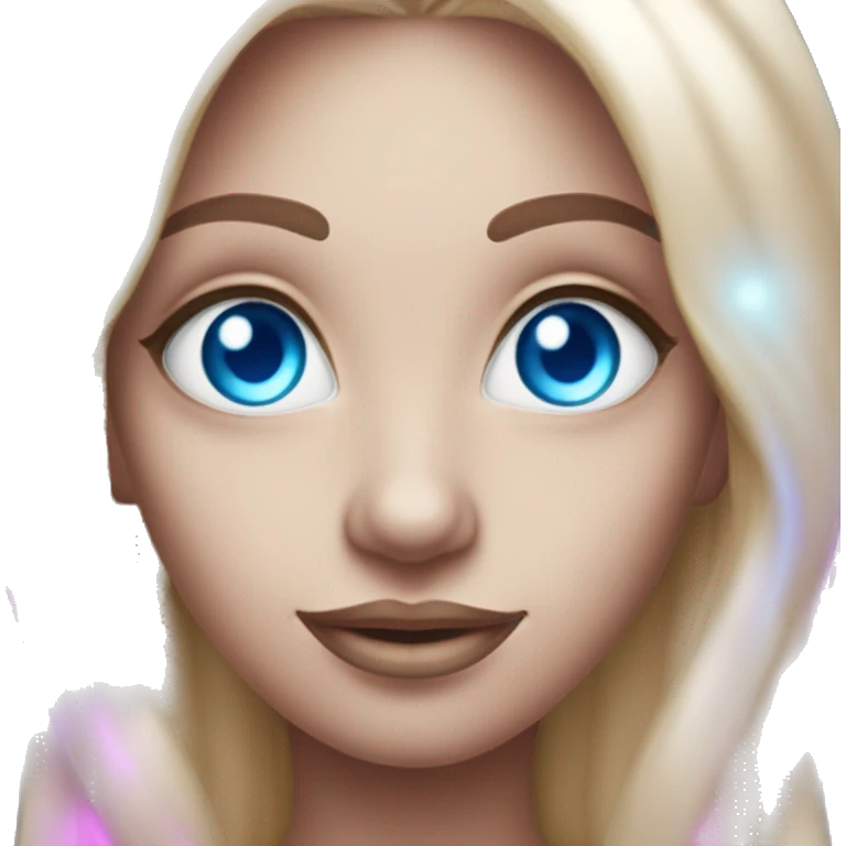 magical diva with thin pink andromedan skin long hair and blue eyes glowing third eye emoji