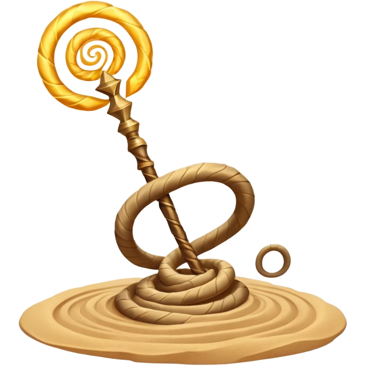 desert sand mage staff object icon, ancient staff with serpent coils around it, glowing golden sand gem on top, swirling sand aura, fantasy desert weapon, 3D cartoon, mobile game icon style, centered, clean background, no text, no watermark
 emoji
