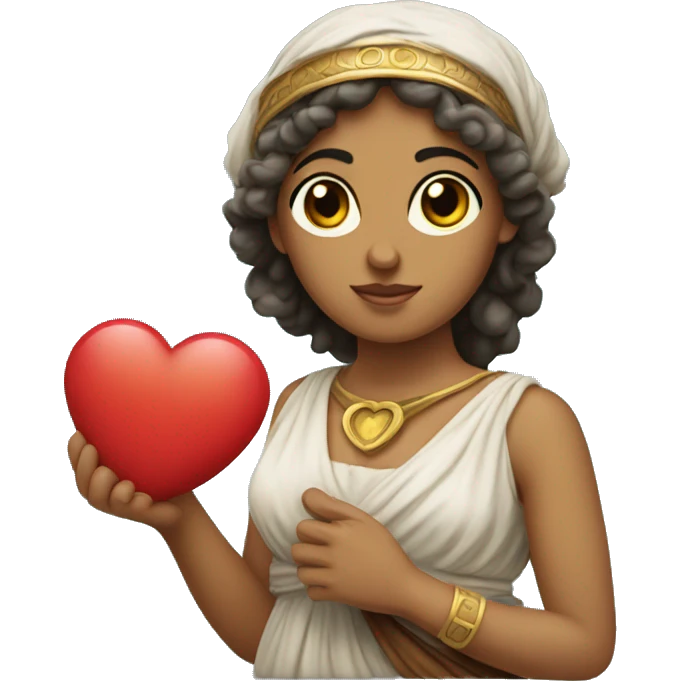 Greek Sappho holds a heart in her hand emoji