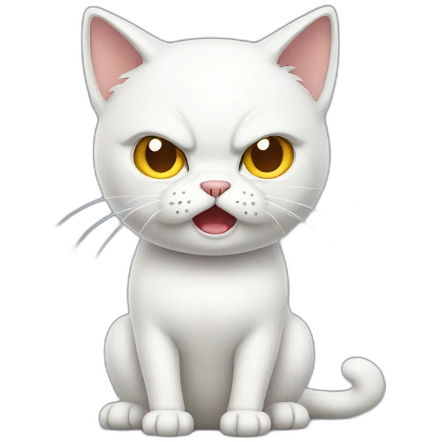 Fullbody White cat angry emoji