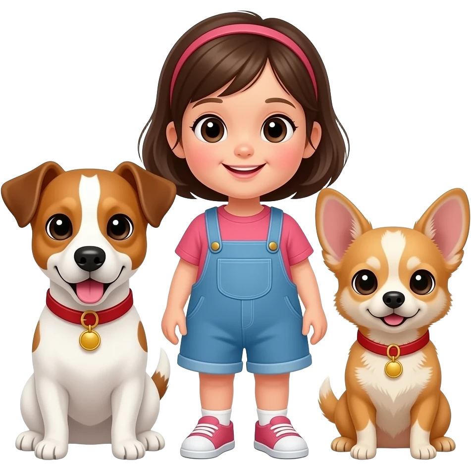 little girl with Jack Russel+chiwawa dog emoji