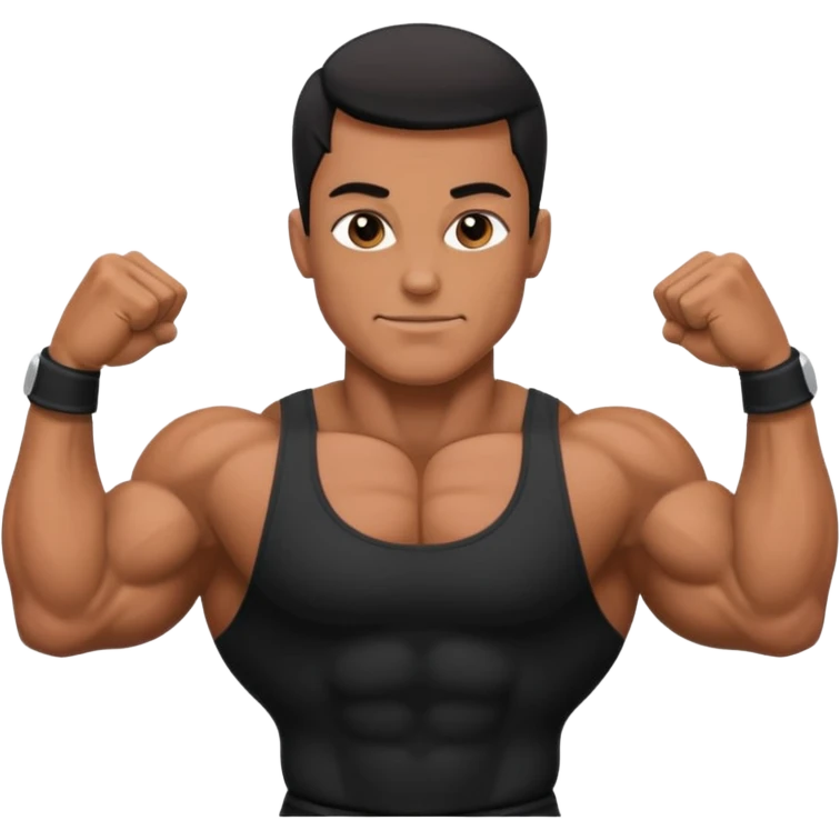 bodybuilder wearing black emoji