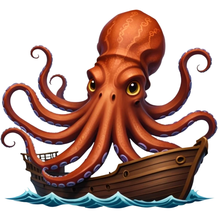 Kraken – Giant octopus with tentacles wrapping a ship emoji