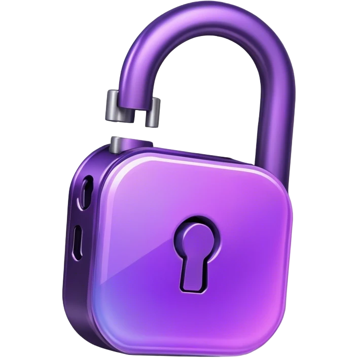 Holographic and glassmorphic dark purple lock emoji