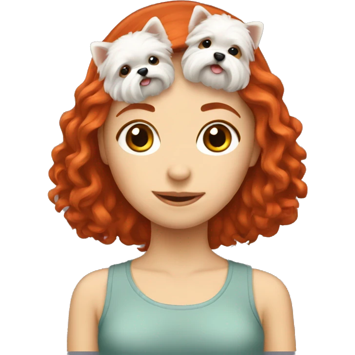 Red headed girl with shitzu  emoji
