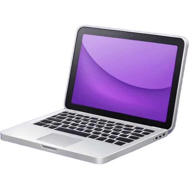 Purple icon: a book with laptop. Minimal, web style. emoji