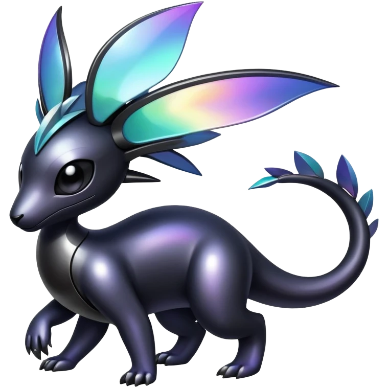 Modern futuristic Iridescent black dark fakemon-creature emoji