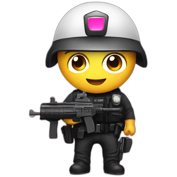 Anti-terrorism police with a pink camera emoji