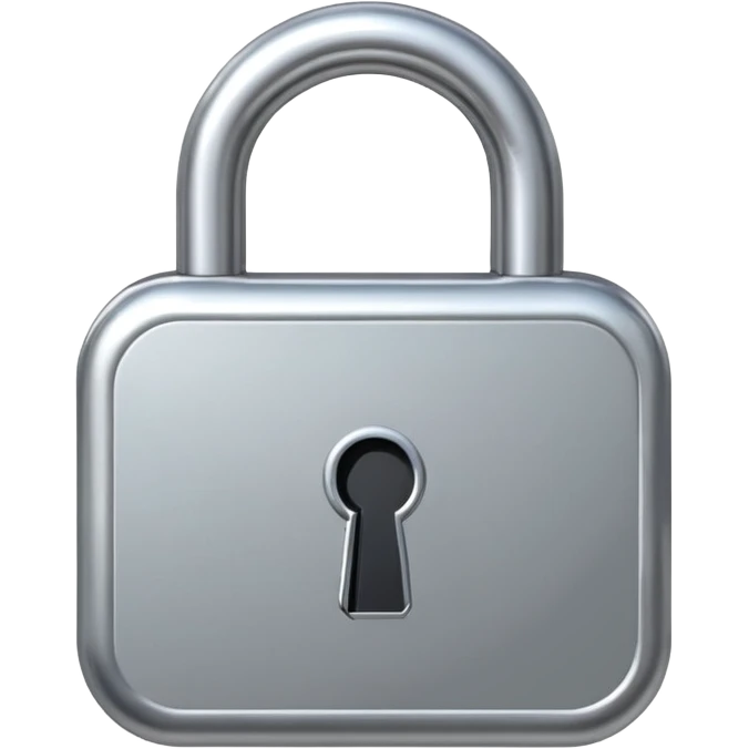 A chrome silver lock and key emoji, smooth metallic surfaces, glossy reflections, luxury swag vibe, minimal iOS emoji style, centered on clean white background emoji