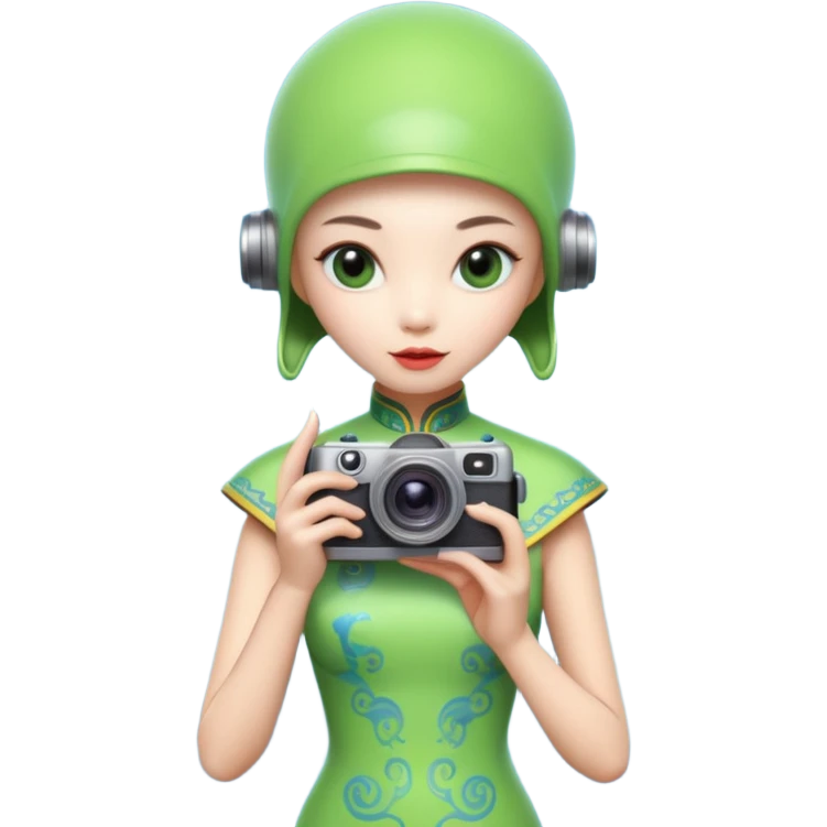cheongsam ancient alien with camera emoji