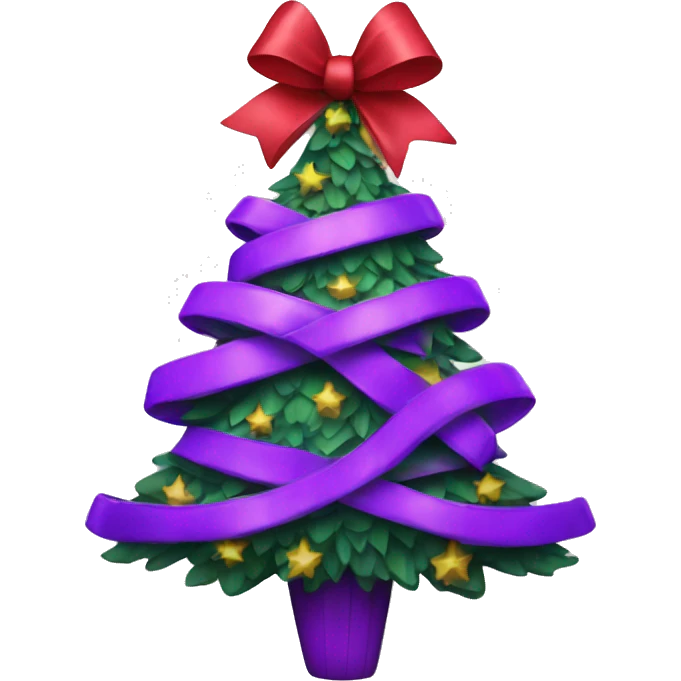 Purple Christmas tree with a bow on top emoji