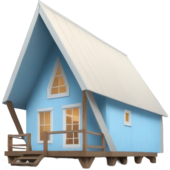 Light blue a-frame cabin emoji