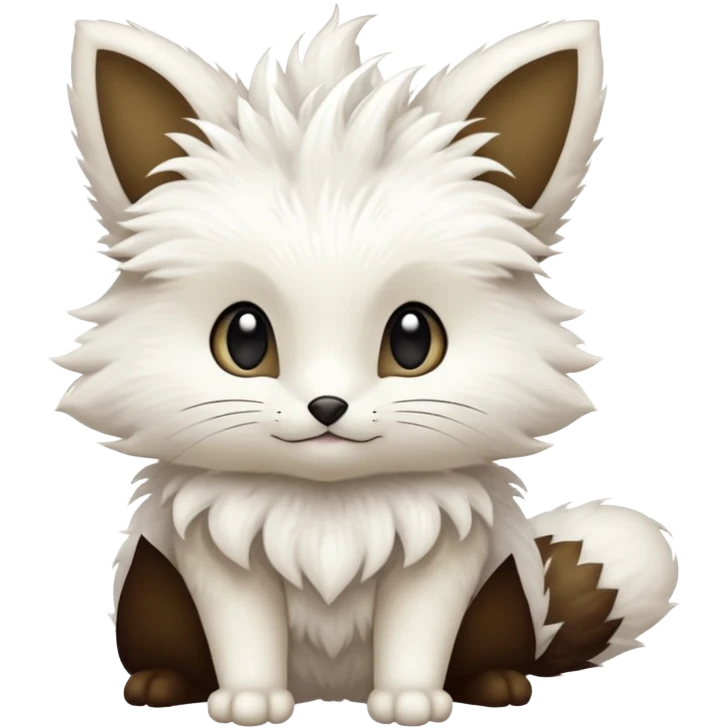 White furry romantic vintage antique divine beautiful elegant pretty precious cute young youthful  Fakémon-Pokémon-hybrid-creature emoji
