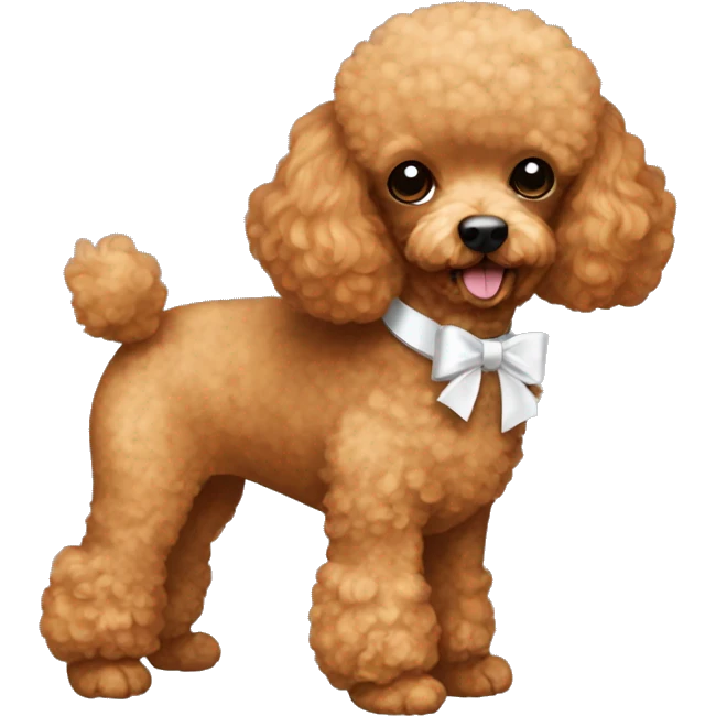 Ginger toy poodle with a little white bow emoji