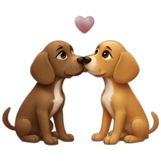 two dogs kiss each other emoji