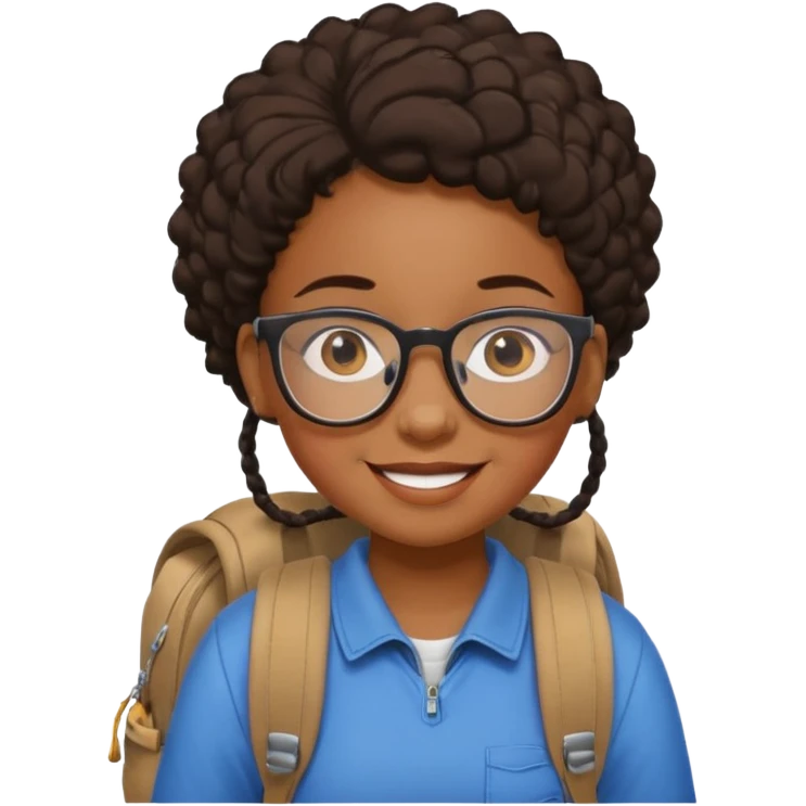 student black kid girl wearing glasses with backpack emoji