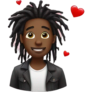  black male with dreads in love hearts emoji