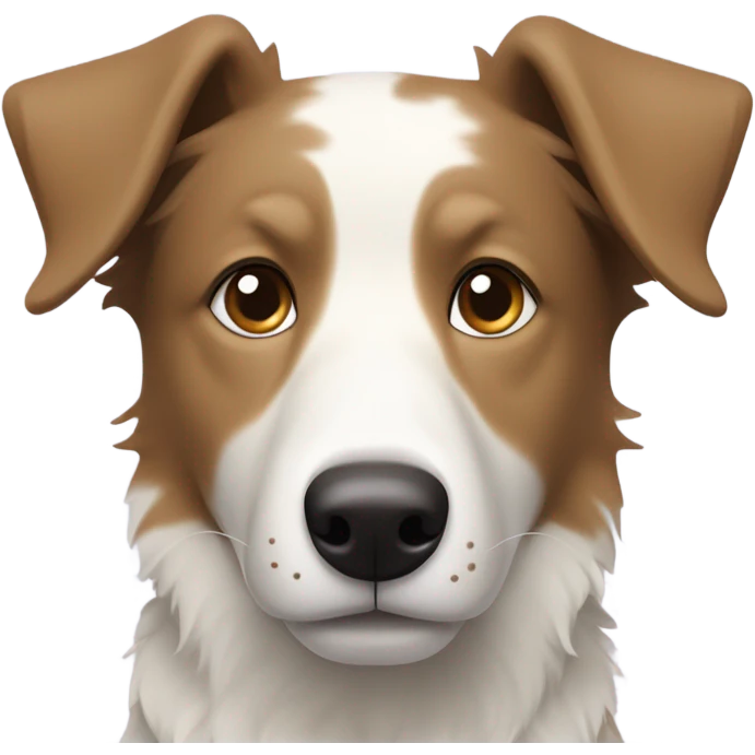 A short haired sand and white cross breed border collie with falling ears emoji