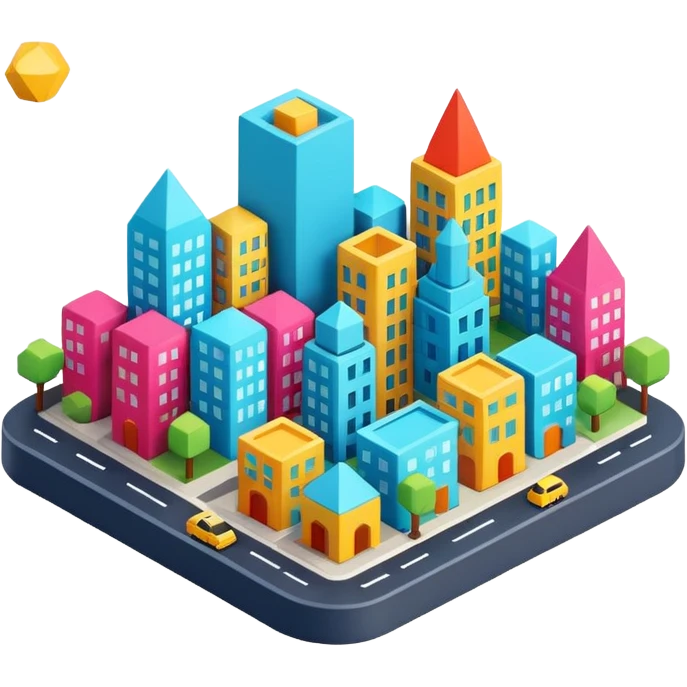 3d cute simple minimalist city emoji