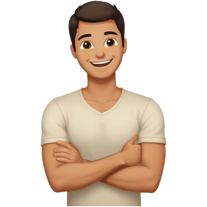 arms crossed holding neck laughing guy emoji