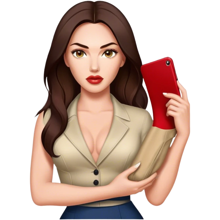 Draw Megan Fox cornering Scarlett Johansson. Megan holding Scarlett's outfit. emoji