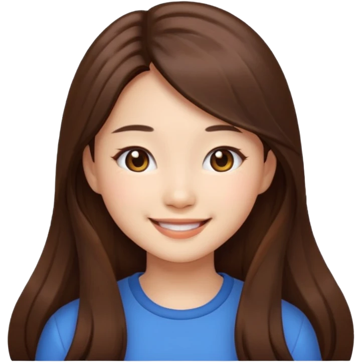 girl aesthetic emoji, asian beautiful long brown hair emoji
