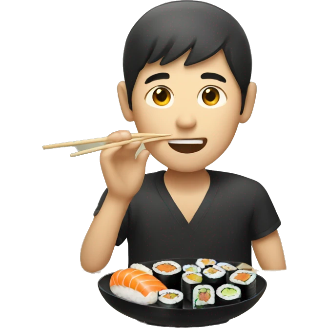 Chinese guy eating sushi  emoji