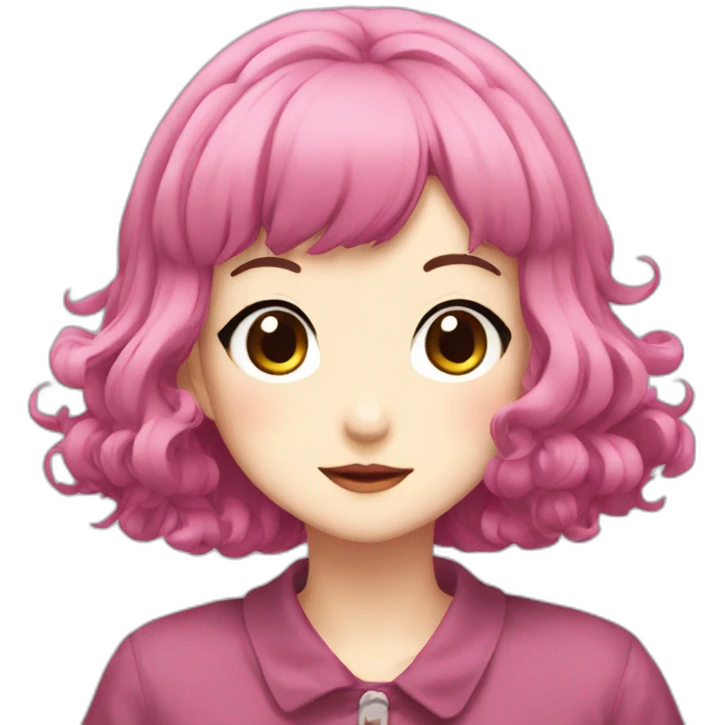 Nana Komatsu in Anime with Dark Pink Hair emoji