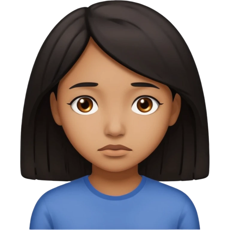 brown girl who as medium black hair who is sad emoji