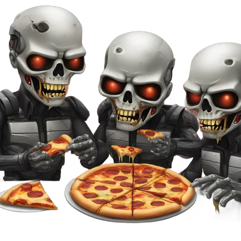 terminator zombies eating pizza emoji