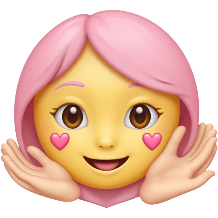 cute emoji, heart eyes, playful grin, pastel pink and yellow, no background emoji
