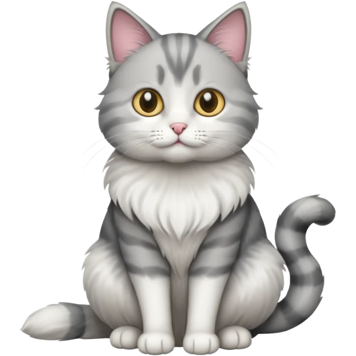 a grey and white cat sitting regally emoji