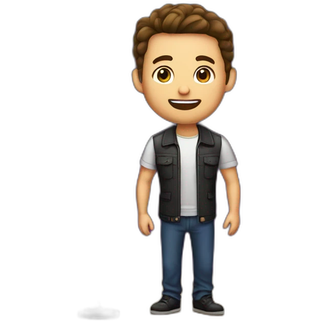  men with brown hair and light skin with microphone stand in front of him with show spotlights on a stage and many lights and spotlights on a raised theater stage emoji