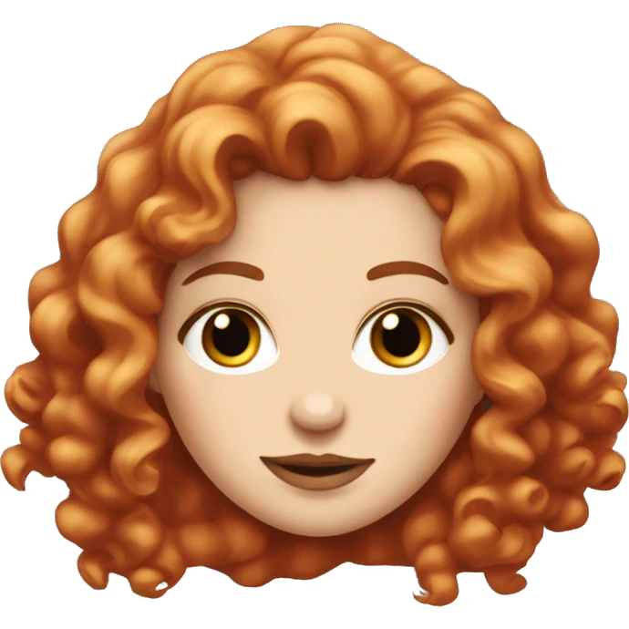 White girl with red voluminous curls and earrings emoji