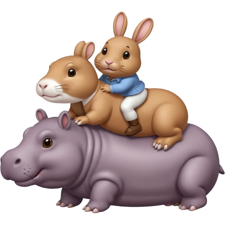 rabbit on hippo emoji