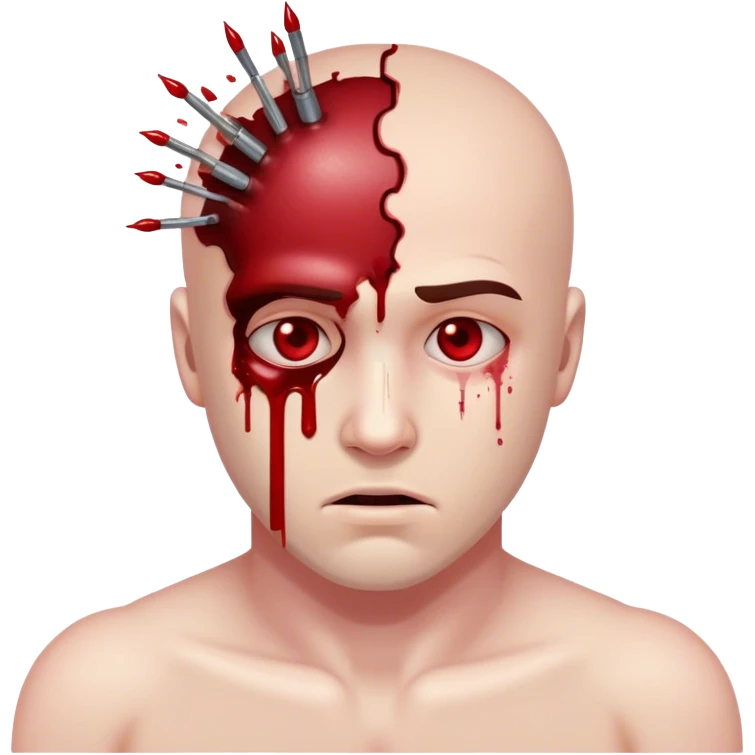 Man with bullet wound in his head bleeding emoji