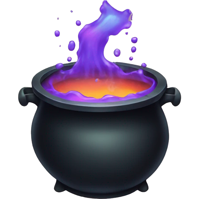 Black Witches cauldron with multicolored liquid inside  emoji