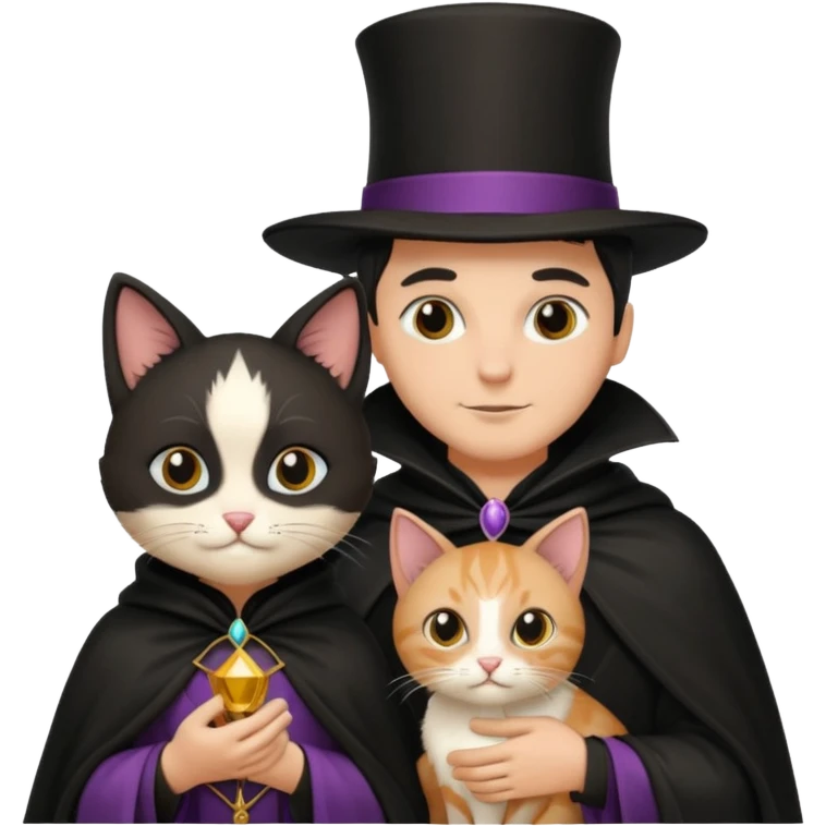 magician couple and their pet cat emoji