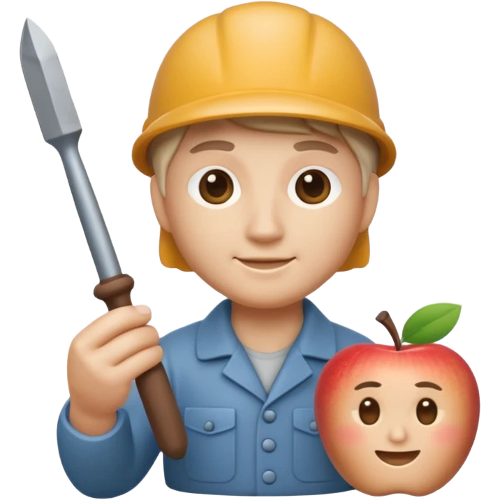 Apple Memoji-style 3D emoji of a sculptor with a small statue and chisel, smooth gradients, rounded edges, no background.
 emoji