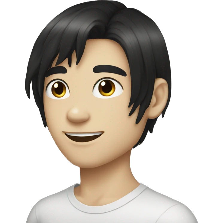 long black hair cute boy white skin emoji