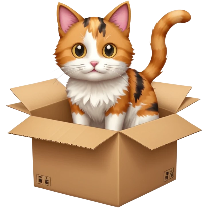 cat jumping inside into a box. the cat faces the box emoji