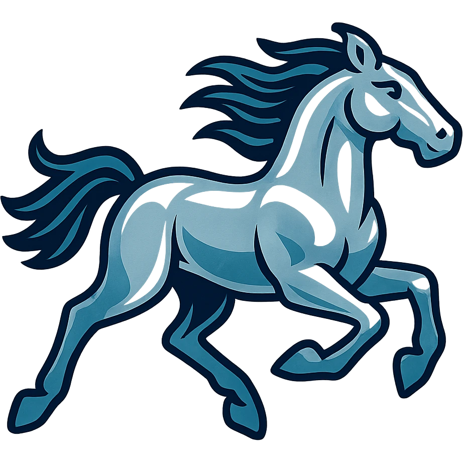 silver metal chrome spirit horse running, mystical emoji